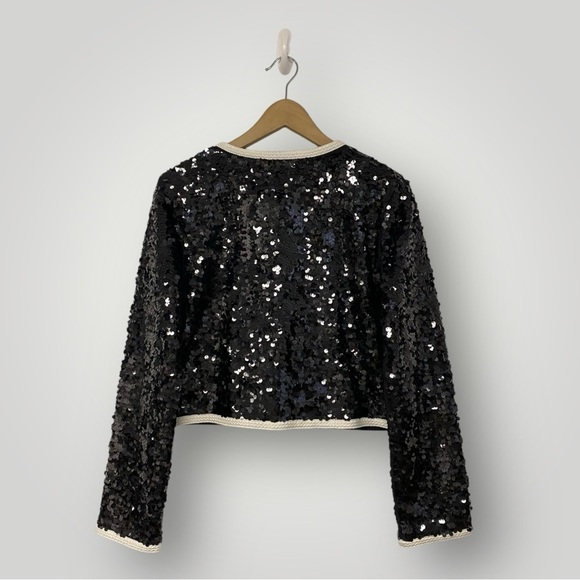 J.Crew | Mariner jersey lady jacket with sequins | Black/White | Size M - Picture 7 of 16